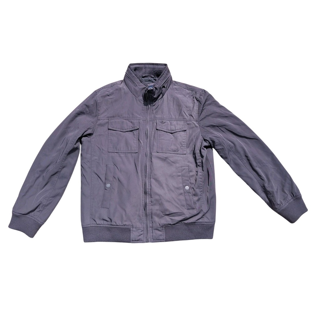 Dockers Bomber Jacket Men Large Gray Full Zip Quilted Utility Workwear Coat